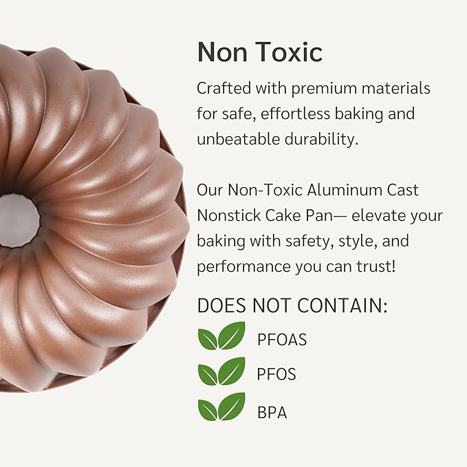 10 Cup Fluted Tube Cake Pan Nonstick, PFOA Free Fluted Cake Pan for Baking, Pound Cake Mold for Oven, Cake Molds And Cake Pans, Tube Mold, Pound Tin (Classic)