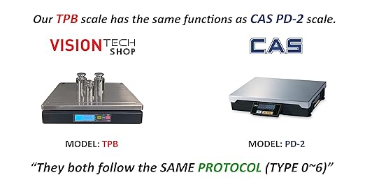 VisionTechShop TPB-60LB, POS Interface Portion Scale with Most ECR's and POS Systems, Lb/Oz/Kg Switchable, 60lb Capacity, 0.01lb Readability, Dual Display, NTEP Legal for Trade COC #22-010