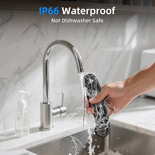 Aurasky Instant-Read Meat Thermometer Digital for Cooking and Grilling, Waterproof Food Thermometer with Backlight, Calibration & Hold Function for Kitchen, BBQ, Deep Fry, Candy, Liquid (Black)