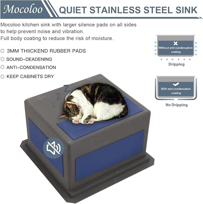 Mocoloo Square Undermount Bar Sink 15x15 Inch Single Bowl Undermount Kitchen Sink 16 Gauge Stainless Steel Bar Prep Workstation 9" Handmade Sinks