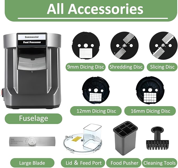 5 in 1 Electric Vegetable Chopper, Commercial Food Processor with 5 Blades, Vegetable Dicer Fruit Slicer, Multifunctional Shredder Slicer Dicer Machine, for Potato Onion Carrot