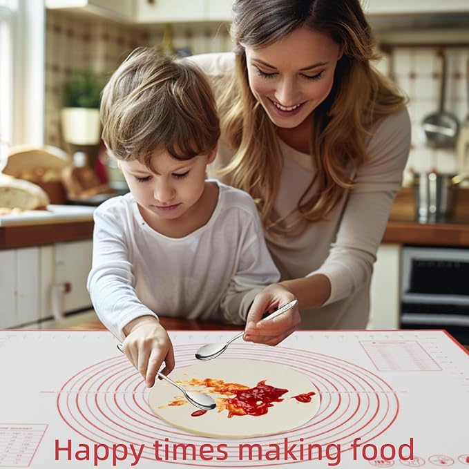 Dough Mat Silicone Baking Mats for Rolling Pastry,Kneading Sheet Sourdough Bread Baking Supplies Red 24x16"