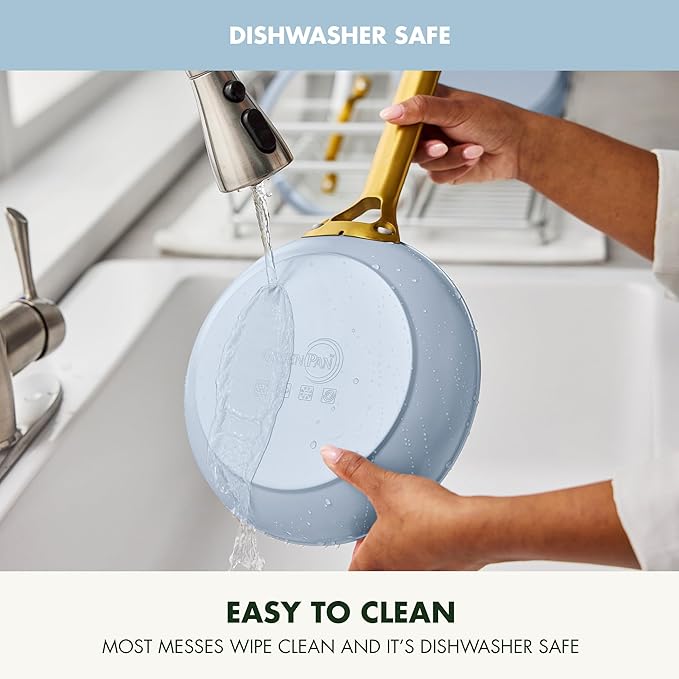 GreenPan Nonstick Reserve Pro 10 Piece Cookware Set, NSF Certified Ceramic, Hard Anodized PFAS-Free Pots & Pans Set with Lids, Stainless Steel Handles, Oven & Dishwasher Safe, Glacier Blue