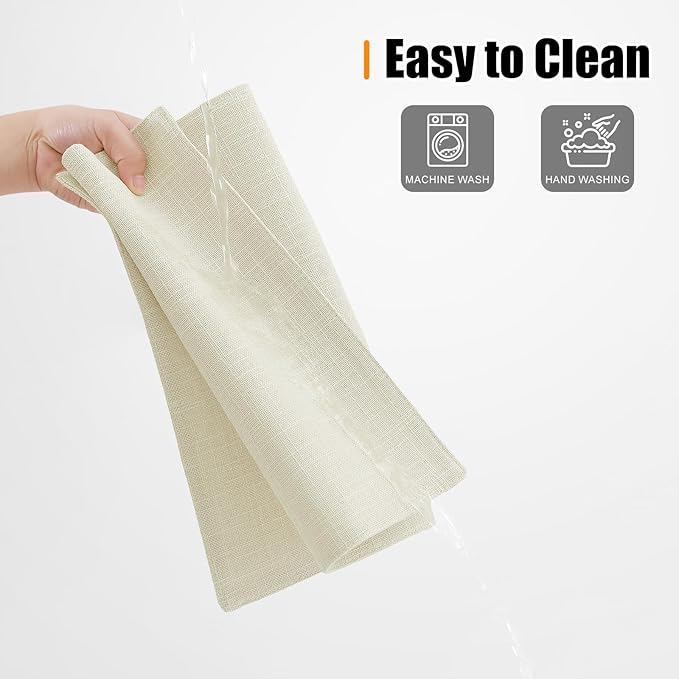 Homaxy Cloths Placemats for Dining Table Set of 4, Heat Resistant Washable Cotton Linen Blend Table Mats, Easy to Clean Place Mats for Indoor Outdoor Party Kitchen Decoration, 13" x 19", Cream