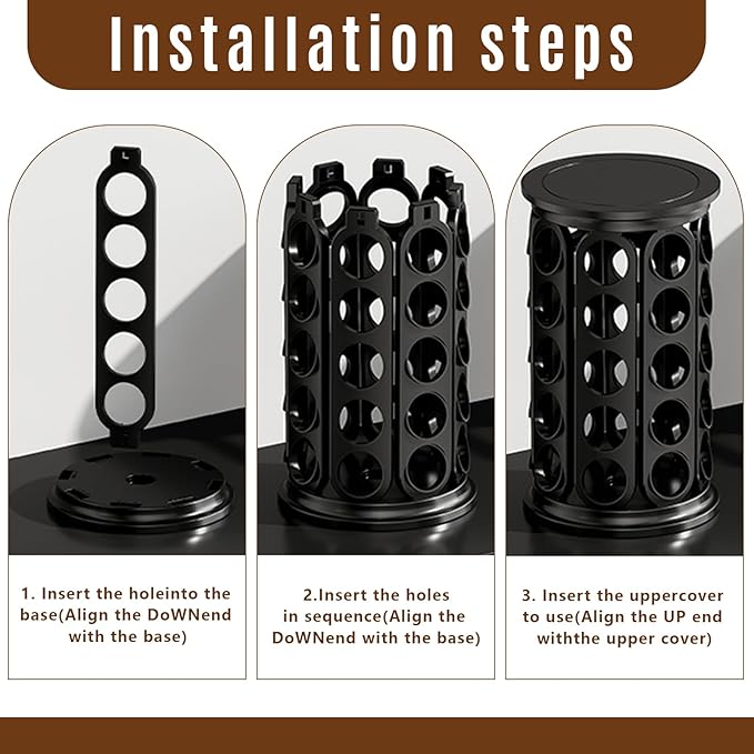 K Cup Holder, Coffee Pod Storage Carousel Holder Organizer Compatible with 40 Keurig K-Cup Pods, Home or Office Kitchen Counter Organizer（Black）