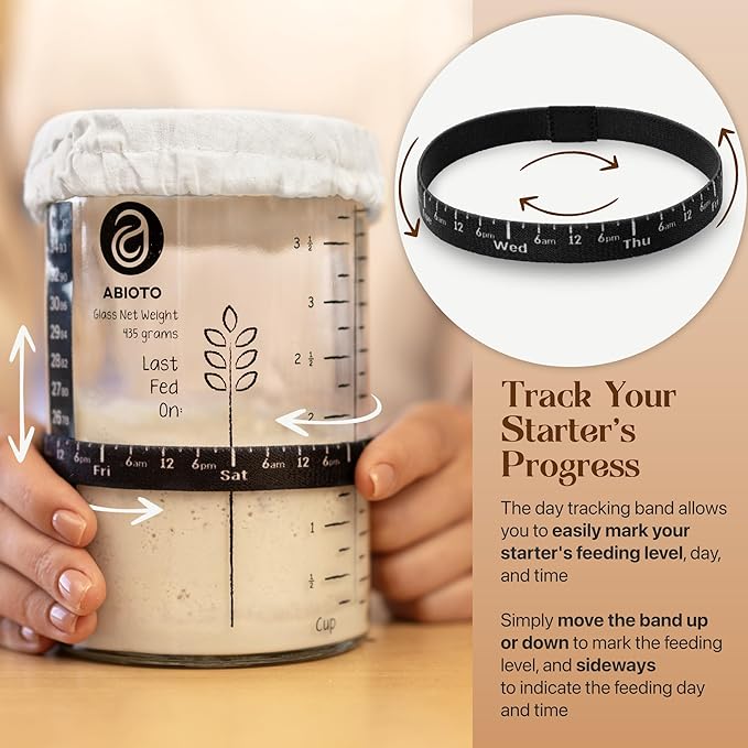 Sourdough Bread Making Kit with 9" Round & 10" Oval Bannetons and 34 oz Starter Jar – Complete Sourdough Kit with Lame, Whisk, Scrapers, Slings, Mat, Spatula & Cloth Covers