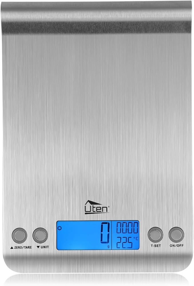 Digital Kitchen Scale Ultra Slim Multifunction Stainless Steel Hook Design Food Scale 11lb 5kg with Back-Lit LCD Display Ideal for Measuring Ingredients and Liquids