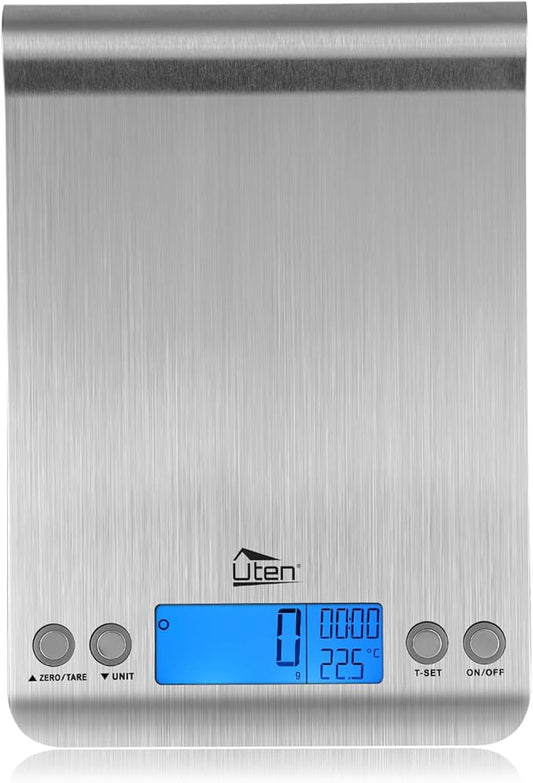 Digital Kitchen Scale Ultra Slim Multifunction Stainless Steel Hook Design Food Scale 11lb 5kg with Back-Lit LCD Display Ideal for Measuring Ingredients and Liquids