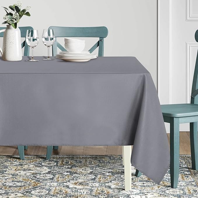 sancua Rectangle Tablecloth - 70 x 108 Inch - Stain and Wrinkle Resistant Washable Polyester Table Cloth, Decorative Fabric Table Cover for Dining Tables, Buffet Parties and Camping, Light Grey