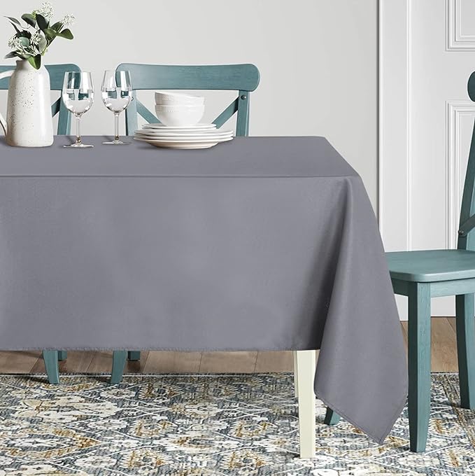 sancua Rectangle Tablecloth - 54 x 120 Inch - Water Resistant Spill Proof Washable Polyester Table Cloth, Decorative Fabric Table Cover for Dining Tables, Buffet Parties and Camping, Light Grey