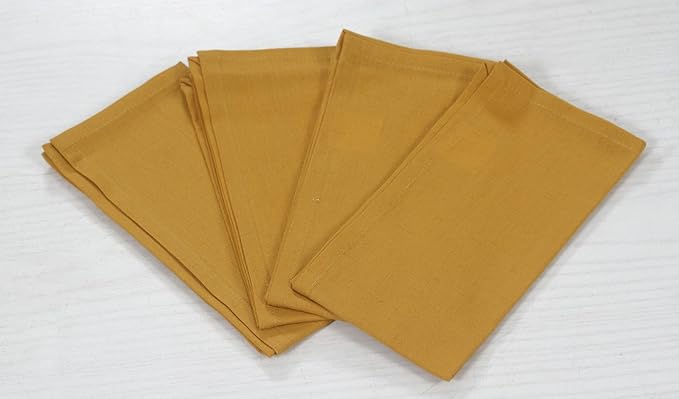 ANA Cloth Napkins Set of 12 (17.5x17.5) inch 100% Cotton Dinner Napkin Washable Hotel Quality Reusable Kitchen & Table Linen for Fall Thanksgiving Family Dinners Weddings & Everyday Use - Mustard