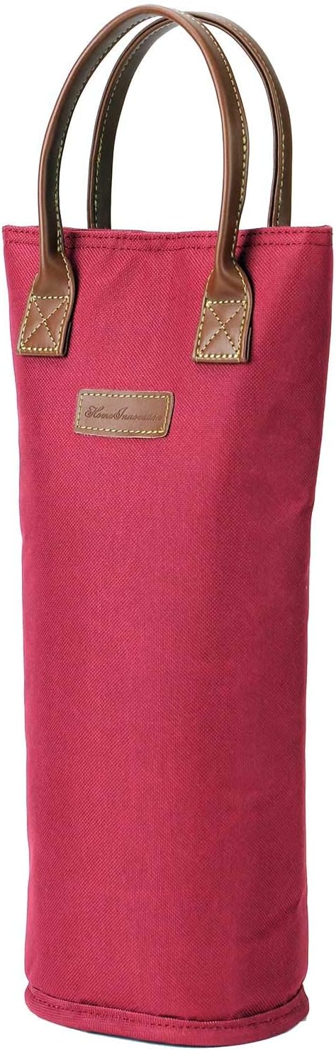 Single Bottle Insulated Wine Tote, 1 Bottle Wine Carrier Bag Padded Wine Cooler Perfect Wine Lover's or Wedding Gift-Red