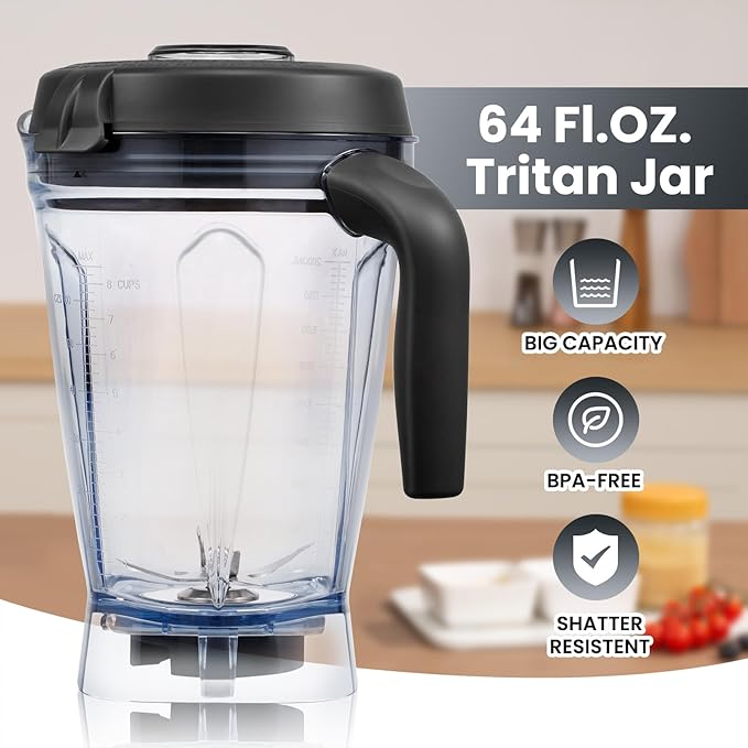 iCucina 1500w Blender for Kitchen with Pre-set Blending Programs, 64oz Heavy Duty Professional-Grade Blenders for Smoothies, Soups, Dips, Nut Butters, BPA-Free Tritan Jar