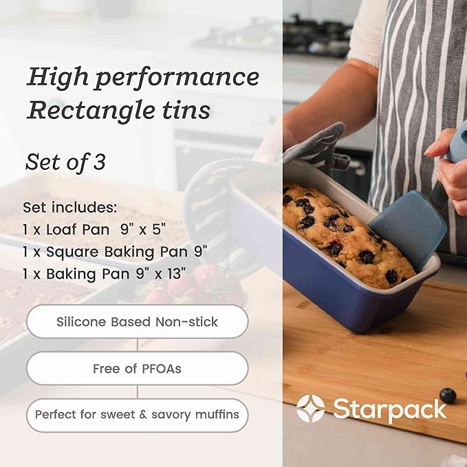 Starpack 'Bakers Gonna Bake' High Performance Nonstick Rectangular Baking Pans set of 3