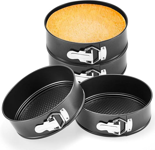 4 Pcs 8 Inch Non Stick Springform Pan with Removable Bottom Carbon Steel Cheesecake Pan Round Springform Cake Mold with Stainless Steel Spring Buckles for Baking Kitchens Restaurant