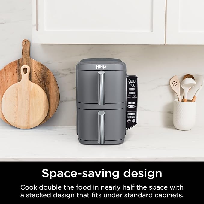 Ninja DoubleStack XL 2-Basket Air Fryer, 10 Quart Capacity for Cooking 4 Foods at Once-Multi-Cooker, Separate Cooking Zones, Easy Clean, Digital Controls, Perfect Holiday Gift