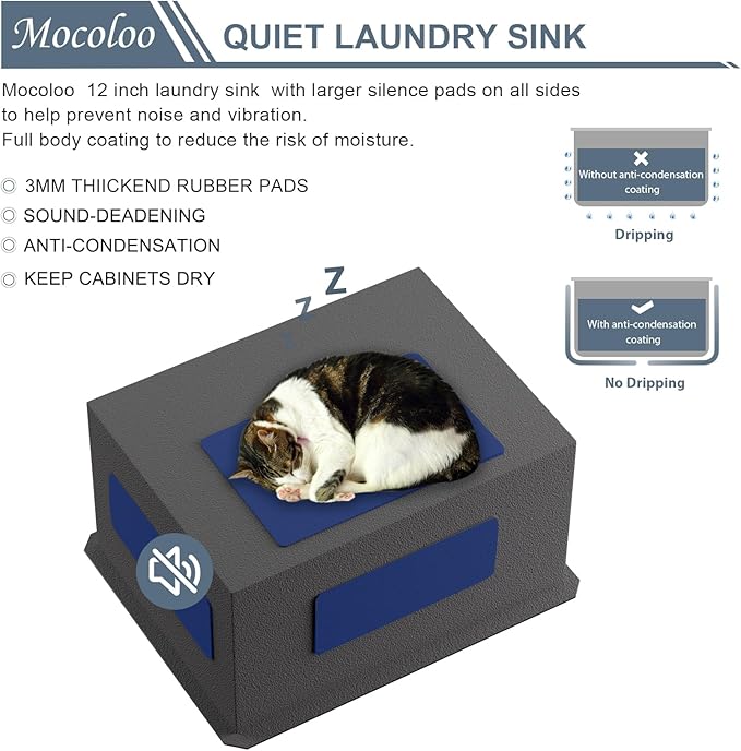 Mocoloo 21 Inch Laundry Sink - 21 x 18 Undermount Utility Sinks 16 Gauge Single Bowl Stainless Steel Utility Sink 12 Inch Deep Laundry Room Sinks Under Counter Seamless Handmade Basin