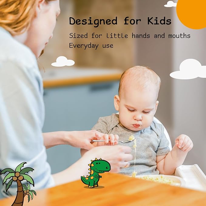 Alata Mini Sporks, 4-Pack Food-grade Stainless Steel Mini Sporks for Kids, 5.7 Inches Salad Forks For Dessert, Ice Cream, Salad, Soup, Noodle, Spaghetti, Dishwasher Safe