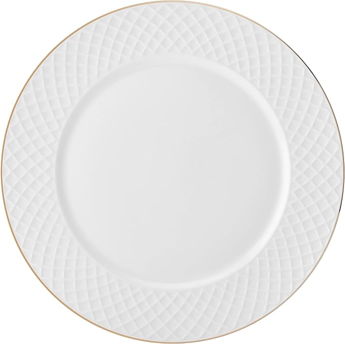 Mikasa Trellis Gold Rim Bone China Lightweight Chip Resistant 12 Piece Dinnerware Set, Service for 4