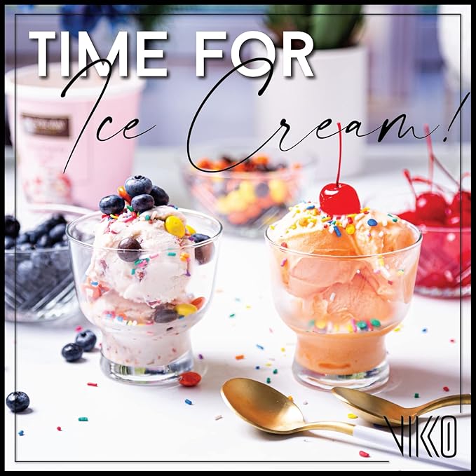 Vikko Dessert Bowls, Set of 12 Decorative Glass Ice Cream Cups, 5.5 Ounce Glass Dish for Dessert, Candy, Fruit Cup, Dishwasher Safe