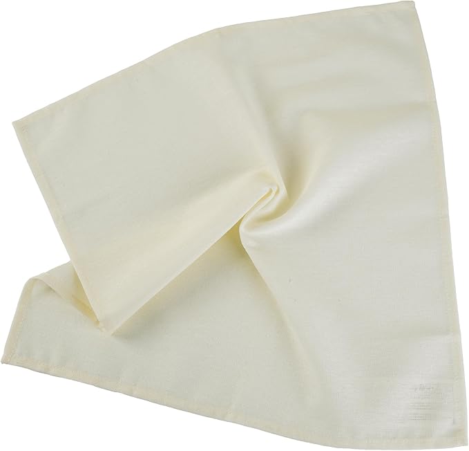 Solid Color Blended Thin Dinner Cloth Napkins - Set of 12 (40 x 40 cm) - for Events & Home Use (Cream)
