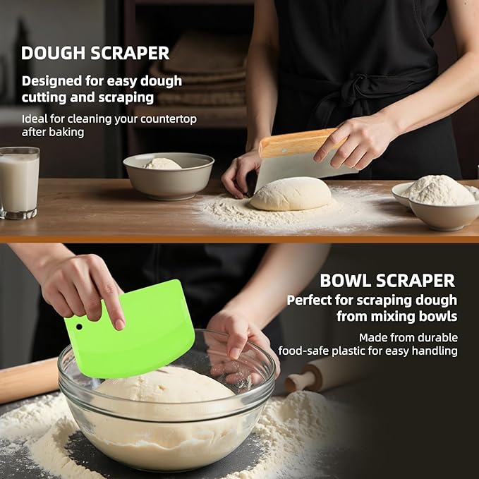 Sourdough Bread Proofing Basket Set, 9" Round & 10" Oval Proofing Baskets with Glass Starter Jar, Dough Whisk, Dough Cutter, Bread Sling & Complete Baking Kit