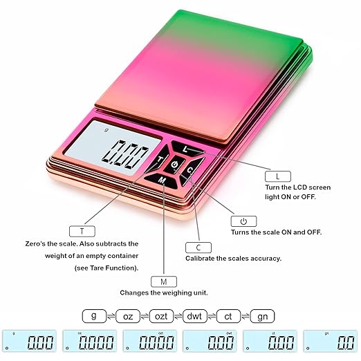 Digital Pocket Scale 300g/0.01g Accuracy，Small Jewellery Coin Powder Scale Digital Gram and Oz with 50g Cal Weights，Digital Gram Scale