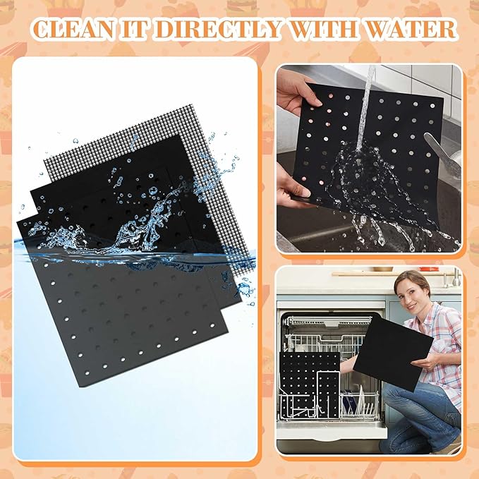 9 Pcs Reusable Oven Air Fryer Liners Set Compatible with Emeril Lagasse 11 x 10 Inch 26 Quart Extra Large Air Fryer Oven Bakeware Set with 3 Liners + 3 Grids + 3 Perforated Liners for Baking Cooking