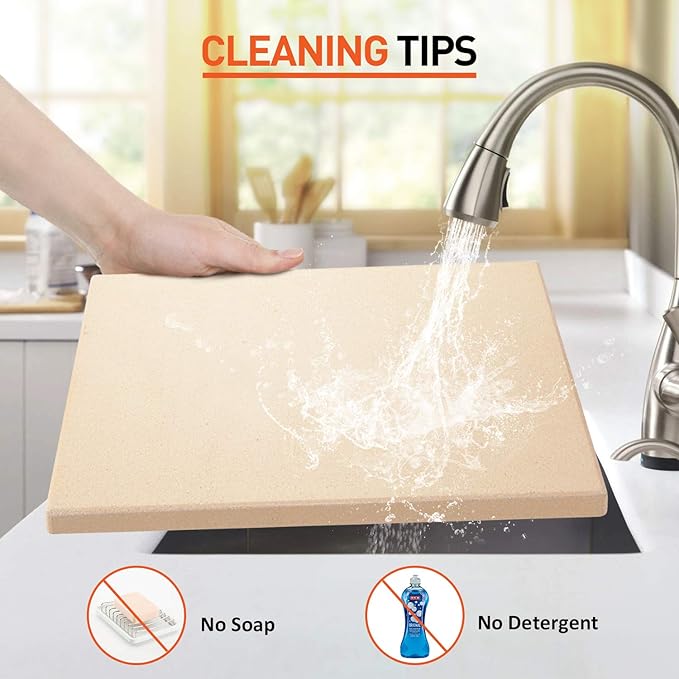 Pizza Stone for Oven and Grill 15 x 12 Inch, Rectangular Baking Stone for Bread, Heavy Duty Ceramic Pizza Pan, Thermal Shock Resistant Safe for Bread, Pies and More