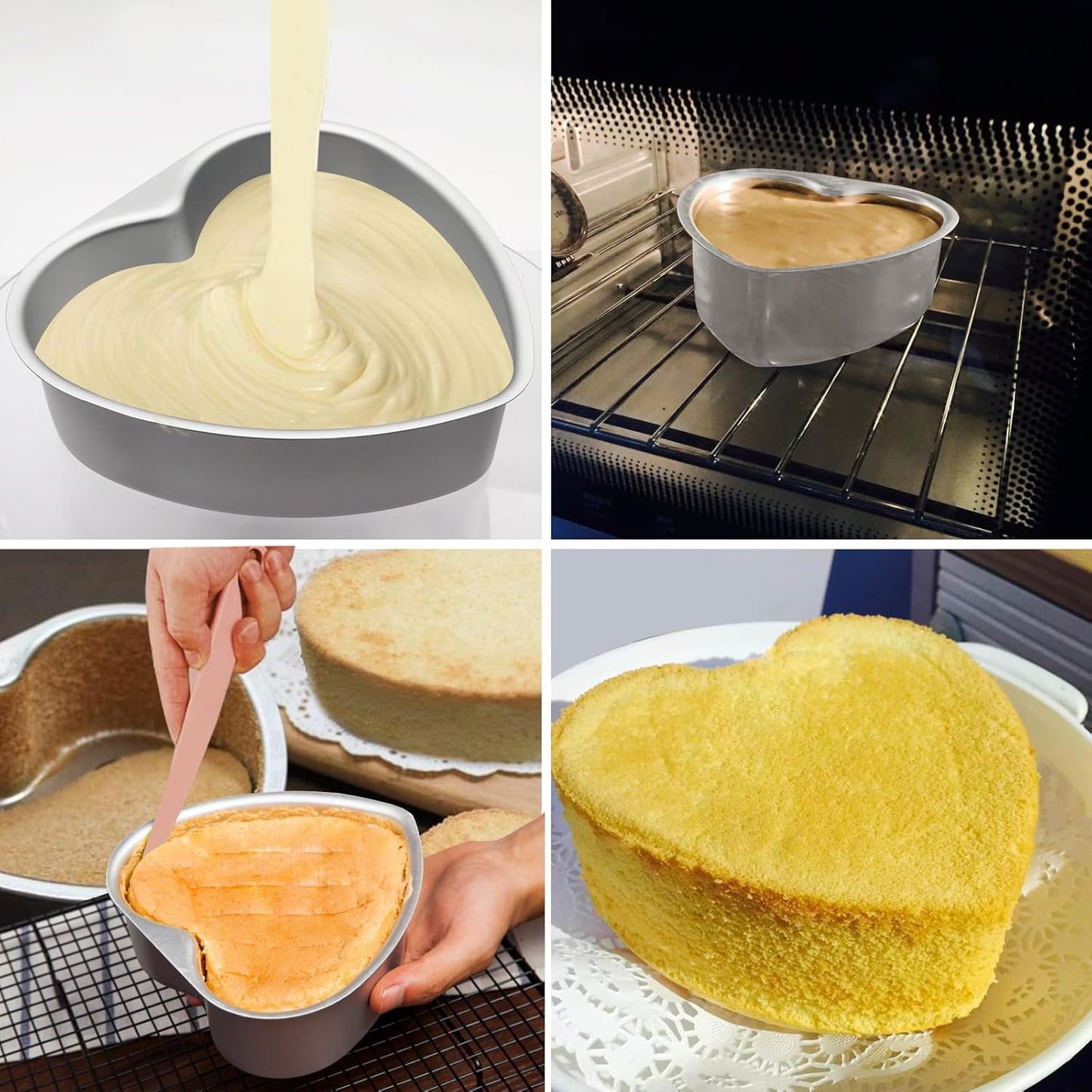 Aluminum Heart Shaped Cake Pans, 8 Inch Nonstick Baking Pan with Removable Bottom Cake Mold for Valentine's Day Wedding Birthday Anniversary, 1pc