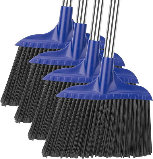 Kefanta 4 Pack Heavy Duty Broom Indoor/Outdoor Commercial Brooms Angle Broom 53 inches for Courtyard Garage Restaurant Lobby Patio Shop Home Kitchen Office Floor