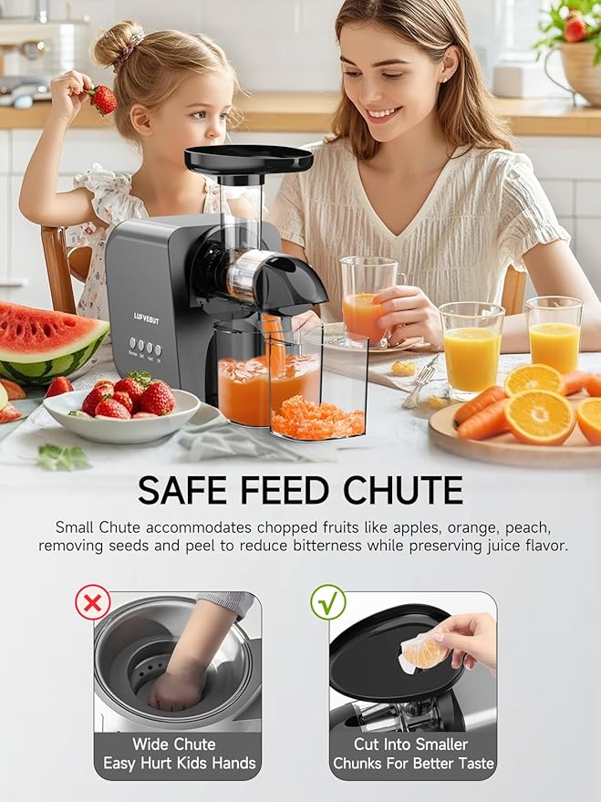 Slow Cold Press Juicer for Fruits Vegetables Celery Carrot Ginger, Masticating Juicer Machine Soft Hard Reverse Function,250W Motor,Easy To Clean, Fresh Orange Juice Extractor