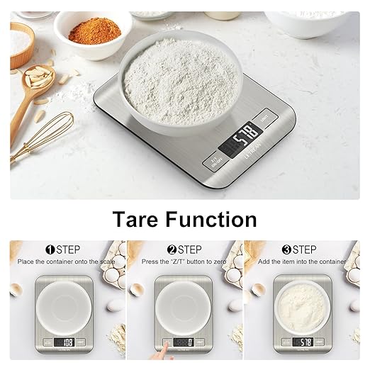 Ultrean Food Scale, 33lb Digital Kitchen Scale for Food Ounces Grams, 304 Stainless Steel, Type-C Charging and Batteries, Perfect for Meal Prep, Cooking, and Baking