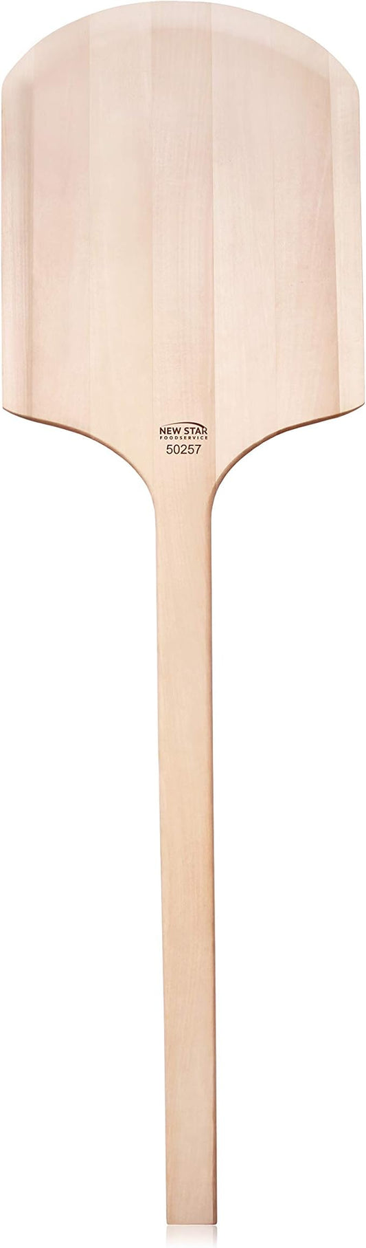 New Star Foodservice 50257 Restaurant-Grade Wooden Pizza Peel, 16" L x 12" W Plate, with 26" L Wooden Handle, 42" Overall Length