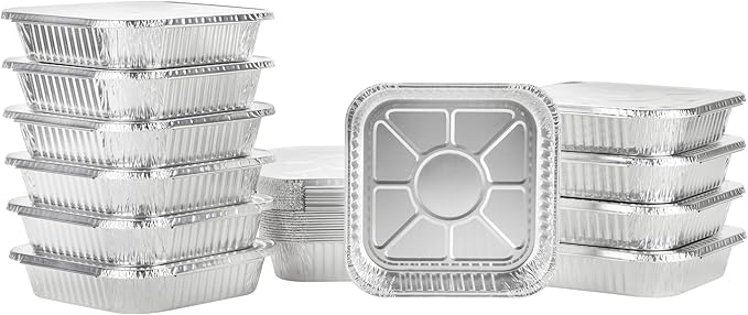 8x8 Aluminum Pans With Lids (10 Pack) 8 Inch Foil Pans With Covers - Cake Pans - Aluminum Square Pans With Lids - Disposable Food container - great For Cake Baking, Cooking, Freezing, Prepping Food