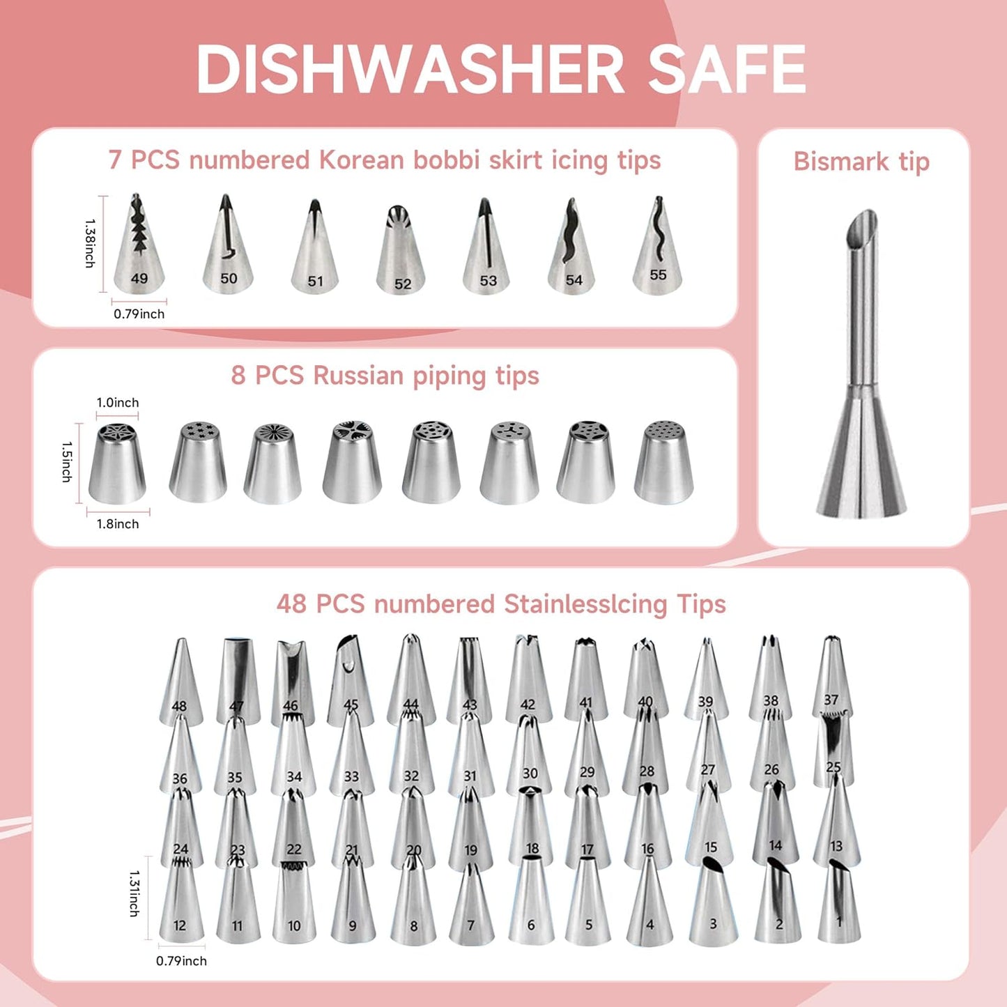 Cake Decorating Kit, 138pcs Cake Decorating Supply with Aluminium Cake Turntable, 64 Numbered Icing Piping Tips, 2 Spatulas, 3 Icing Comb Scraper and Leveller, 32 Piping Bags,cake decorating tool