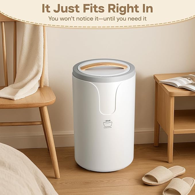 20L Towel Warmer Bucket, Dual Heat with 30/60/90 Min Presets, Stainless Steel Interior, Wood-Grain Handle, Holds 2 Towels or 1 Bathrobe, 3 Fragrance Discs, Spa Comfort for Home & Bathroom