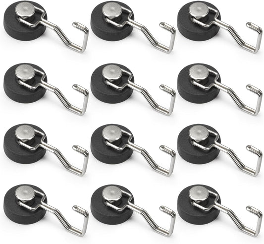 Rare Earth Strong Magnetic Hooks, Perfect for Cruise Ship Cabins and Kitchens, Waterproof Rubber Coated Magnetic Hooks(12, Sliver)
