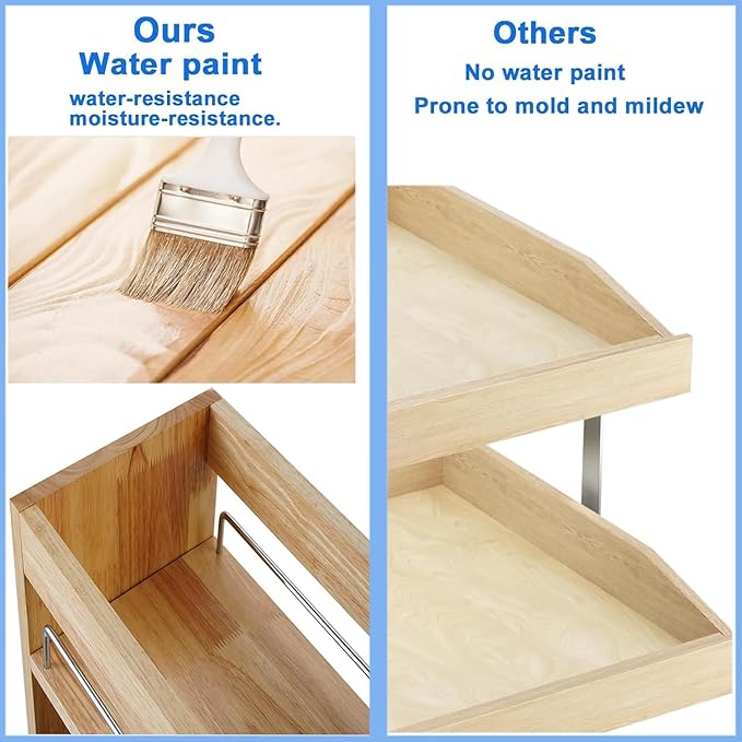 DINDON Pull Out Spice Rack Organizer for Cabinet, (6.5" W x 21.9" D x 25.2" H) Multi-Use Wood Pull Out Cabinet Organizer Slide Out Shelf Cabinet Storage for Kitchen, Pantry Organization