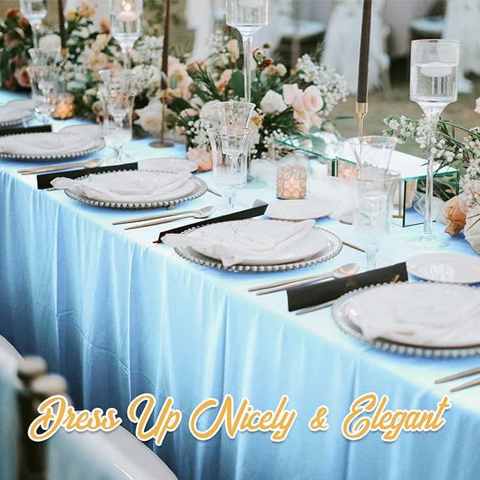 BRILLMAX 10 Pack Light Blue Tablecloths 70 x 120 Inch for 6ft or 8ft Rectangle Tables - Rectangular Bulk Linen Polyester Fabric Washable Cloth Cover for Wedding Reception Banquet Birthday Party