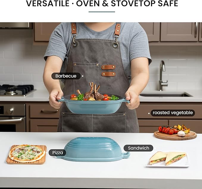 Enameled Cast Iron Dutch Oven for Sourdough Bread Baking,9 x 5-4/5 Inch Oval Cast Iron Bread Pan with Lid,Dutch Oven for Homemade Sourdough Baking,2.8QT Meatloaf Pan,Oven Safe