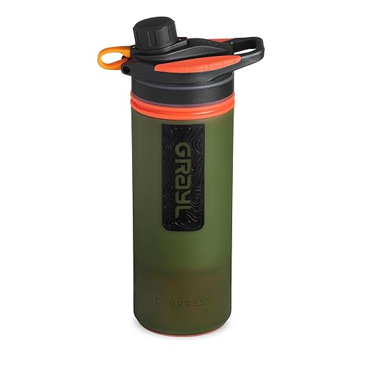 GRAYL GeoPress 24 oz Water Purifier Bottle - Filter for Hiking, Camping, Survival, Travel (Oasis Green)
