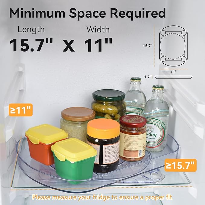2 Pack Lazy Susan Organizer,15.7" x 11", Lazy Susan Turntable for Cabinet, Plastic Rotating Fridge Tray for Kitchen, Table Top, Countertop, Pantry Organization Storage