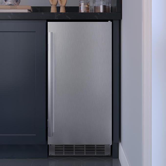 EdgeStar IB250 15 Inch Wide 20 Lbs. Capacity Free Standing and Undercounter Ice Maker with 25 Lbs. Daily Ice Production - Stainless Steel