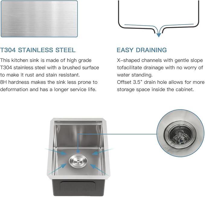 15 Inch Undermount Bar Sink 15x17 Inch Single Bowl Workstation 16 Gauge Stainless Steel Small Undermount Bar Prep Sinks