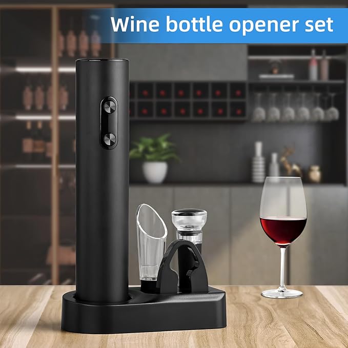 Wine Opener Electric Wine Opener Set Wine Bottle Opener Set Battery Wine Electric Opener with Foil Cutter Vacuum Preservation Stoppers Wine Dispenser