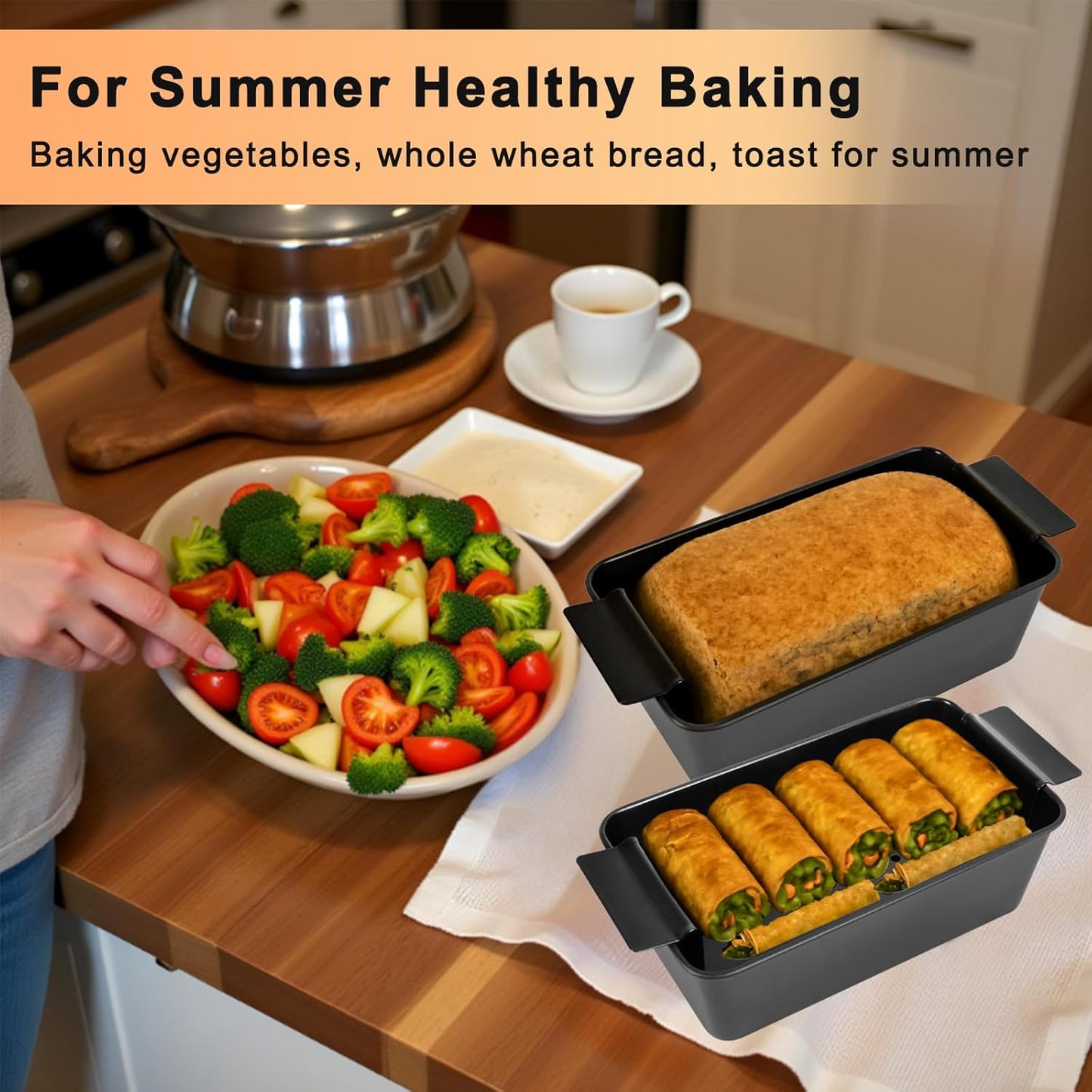 Meatloaf Pan with Drain Tray 2 Pack, Non Stick Meat Loaf Pan with Drip Tray, 9.8x5.7 Inch Loaf Pan with Insert Easy Removal Perforated, Bakeware Pan for Oven Baking Bread and Roasting Meat