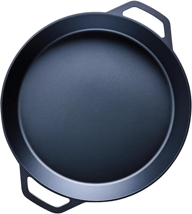 LI-GELISI 26-inch Pre-Seasoned Cast Iron Skillet - Dual Assist Handles - Nitrided Rust-Proof - For Oven, Stovetop, Grill & Campfire