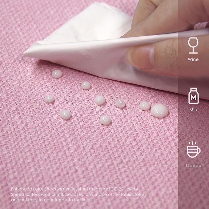 BALCONY & FALCON Rectangle Tablecloth Washable Wrinkle Resistant and Water Proof Table Cloth Decorative Linen Fabric Tablecloths for Dining Parties Kitchen Wedding and Outdoor Use (Light Pink, 55x95)