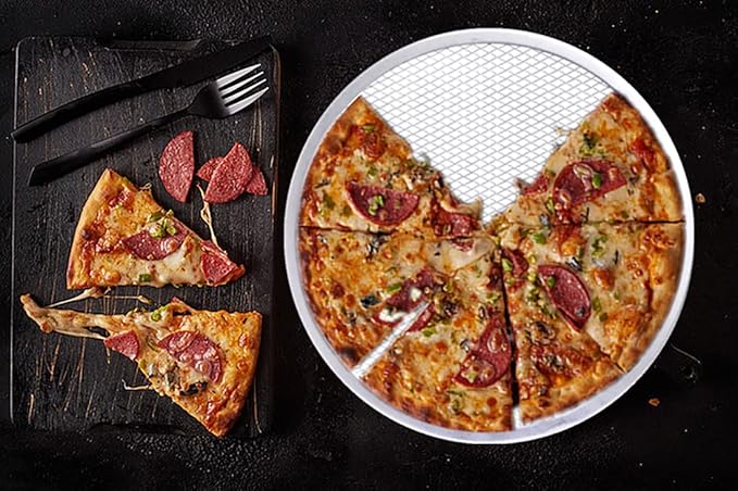 Pizza Screen,12 inch Seamless-Rim Aluminum Nonstick Pizza Screen, Pack of 2